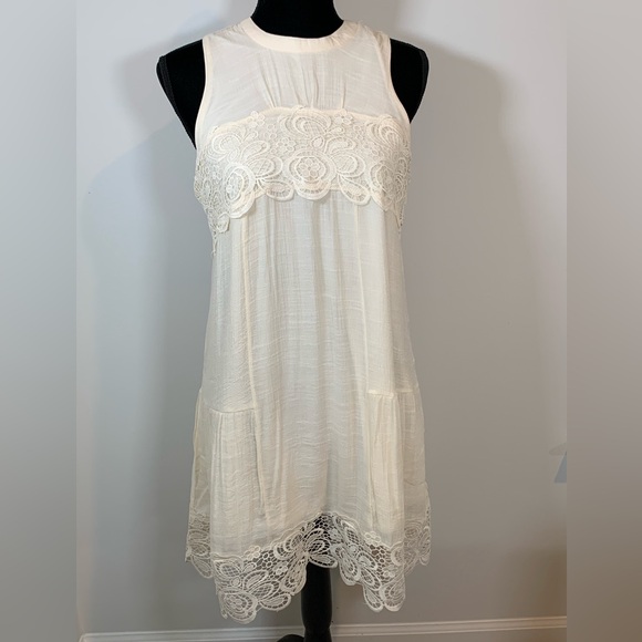 Rebellion Dresses & Skirts - NWT RebellionAgain Medium Mini Dress Feminine Floral Lace Boho Elegant Ivory